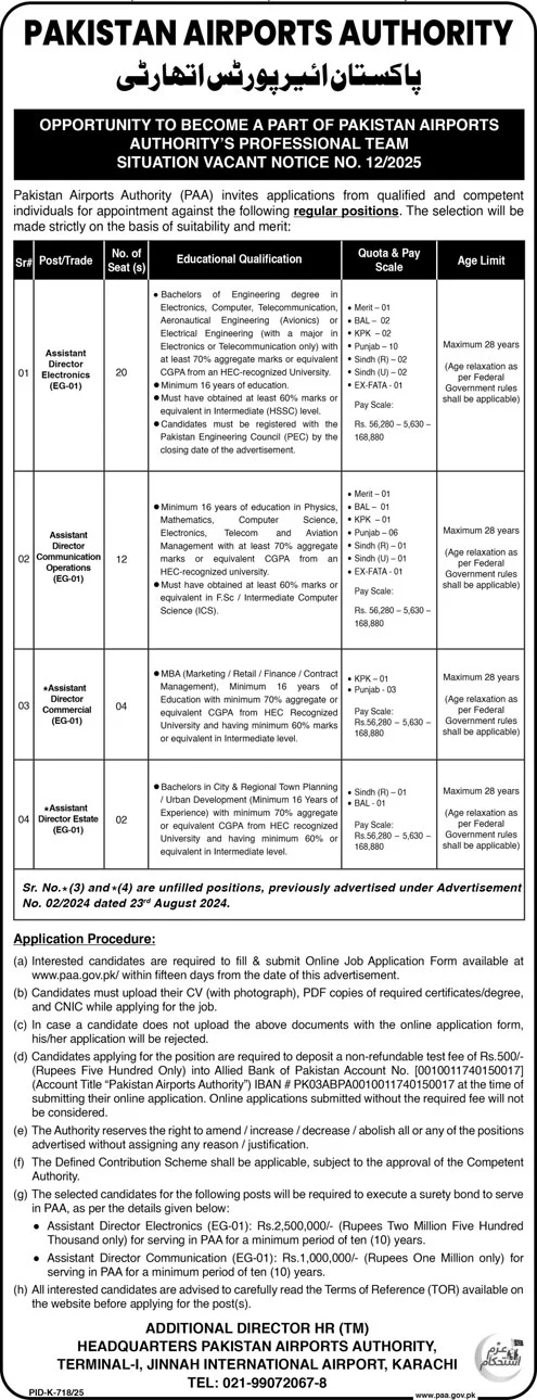 Pakistan Airports Authority Karachi Tender Notice